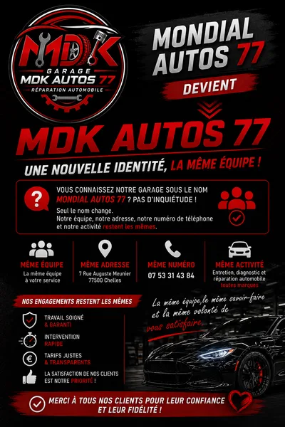 Devanture de MDK Autos 77
