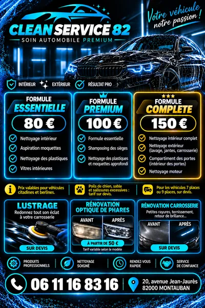 Devanture de Clean services 82