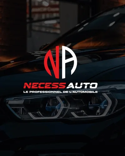 Devanture de Garage Necess Auto - Pneu - Voiture d'occasion - Pièces Auto - Mécanique - Service Rapide